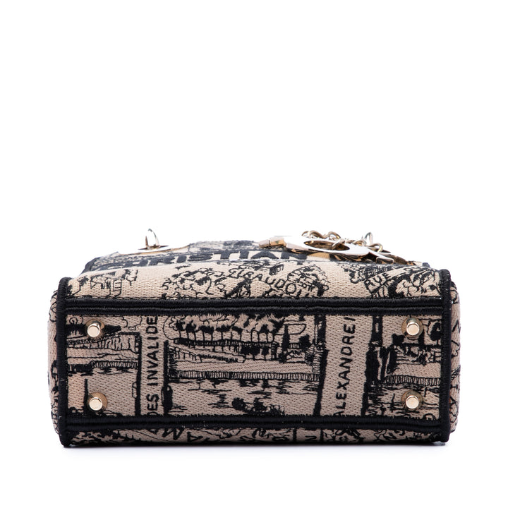 Dior Mini brodé Toile Plan de Paris Lady D Lite