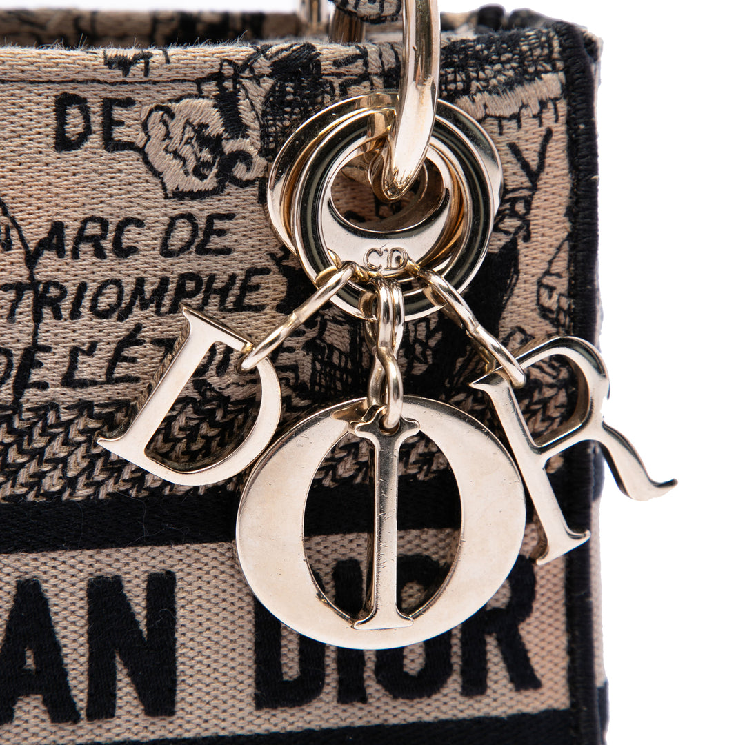 Dior Mini brodé Toile Plan de Paris Lady D Lite
