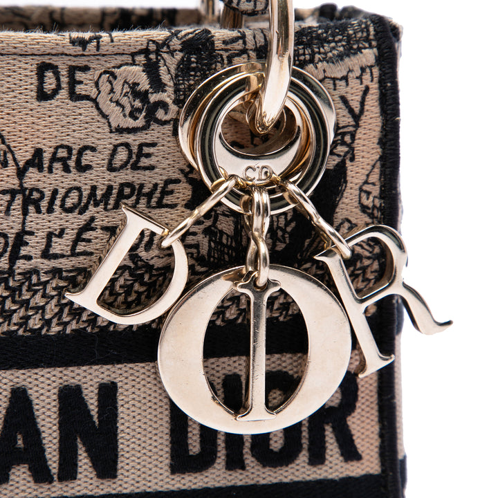 Dior Mini brodé Toile Plan de Paris Lady D Lite