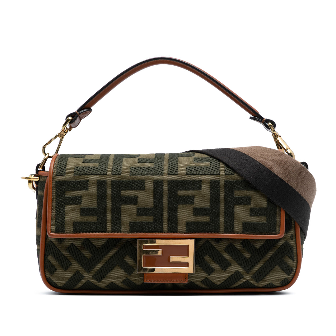 Fendi Zucca Embroidered Toile Baguette Sac cartable Vert – GABY PARIS Authentique