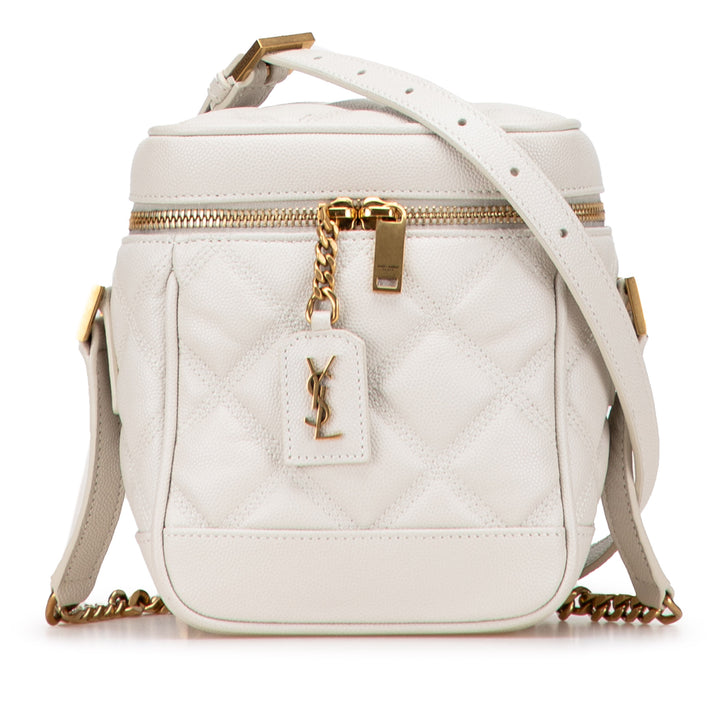 Saint Laurent Grain de Poudre Quilted 80's Vanity Bag Blanc – GABY PARIS Authentique