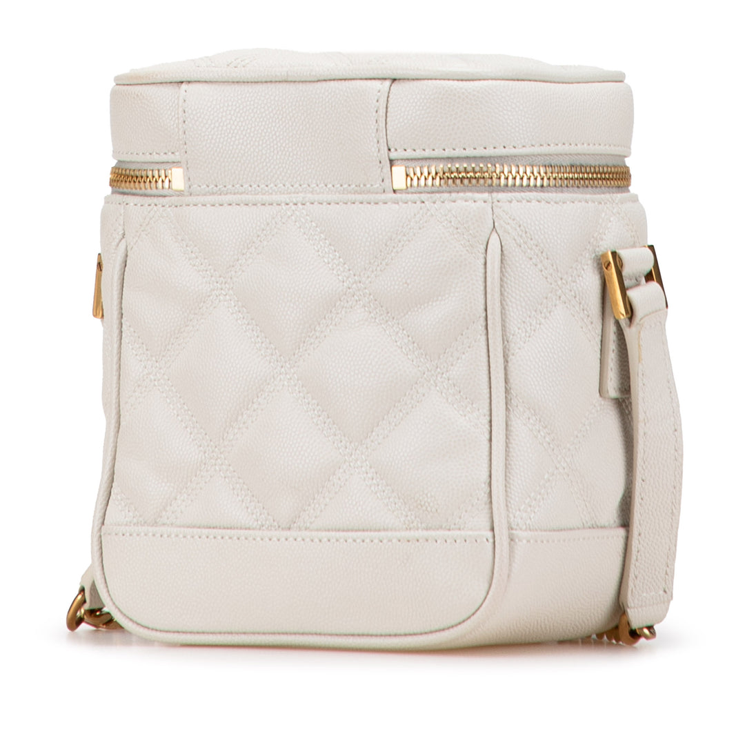 Saint Laurent Grain de Poudre Quilted 80's Vanity Bag Blanc – GABY PARIS Authentique