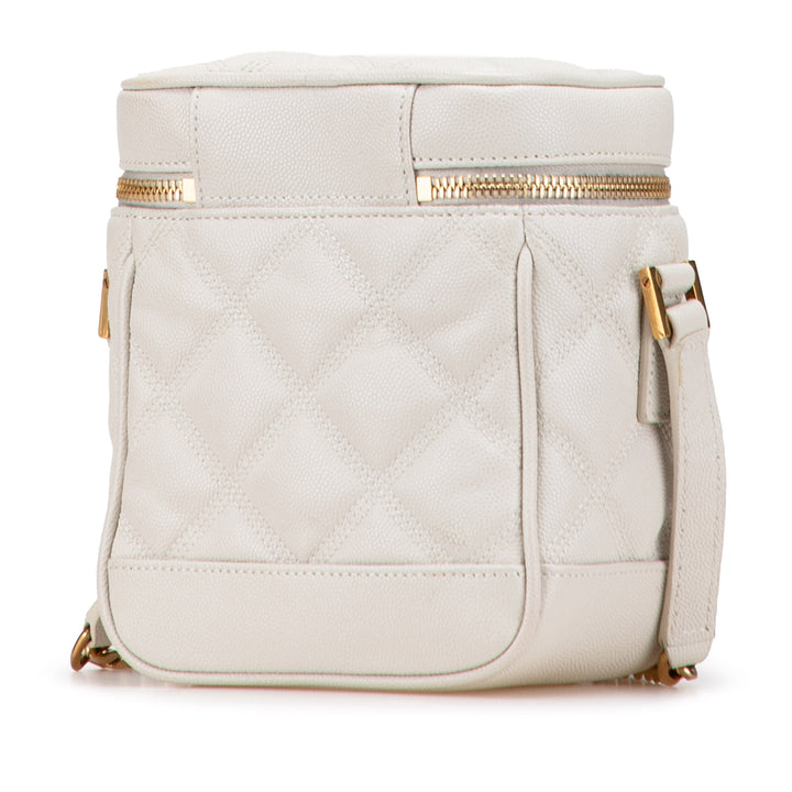 Saint Laurent Grain de Poudre Quilted 80's Vanity Bag Blanc – GABY PARIS Authentique