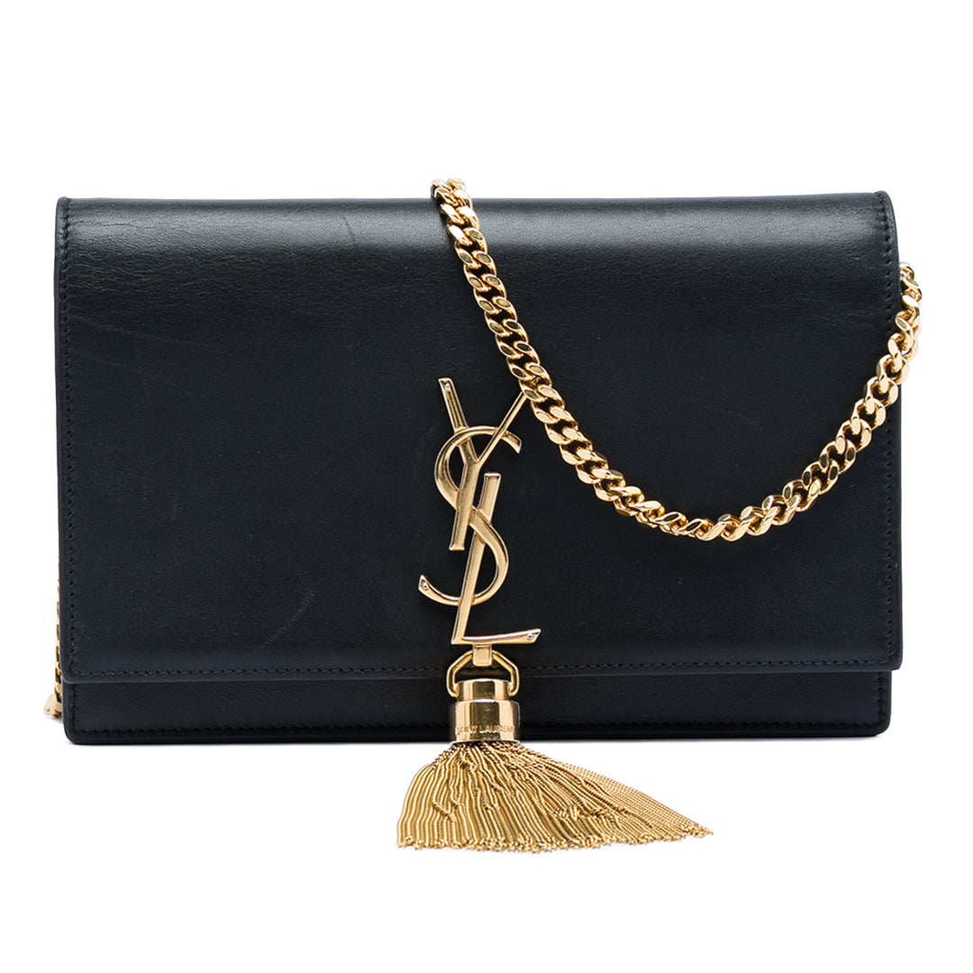 Saint Laurent Small Smooth Cuir de veau Monogram Kate Pompon Sac porté croisé