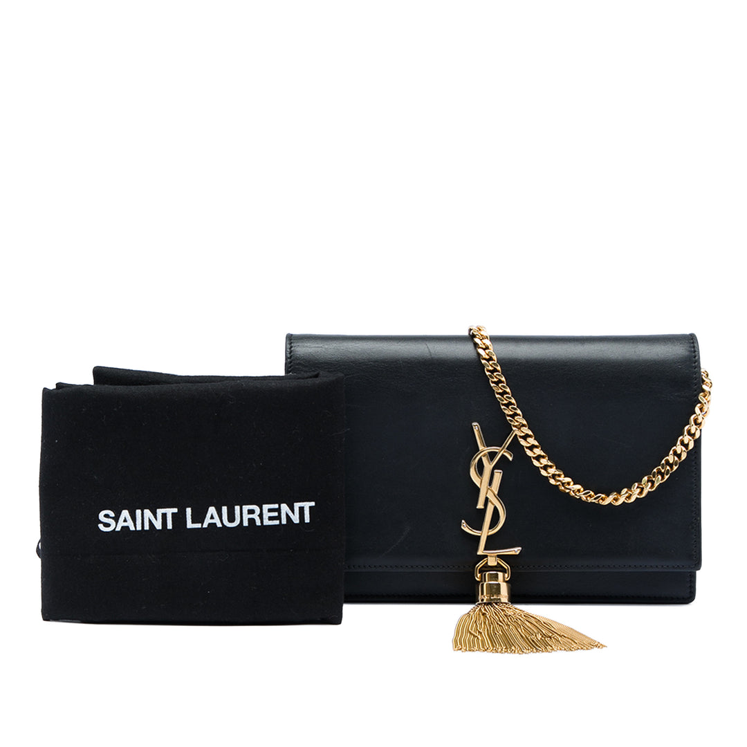 Saint Laurent Small Smooth Cuir de veau Monogram Kate Pompon Sac porté croisé