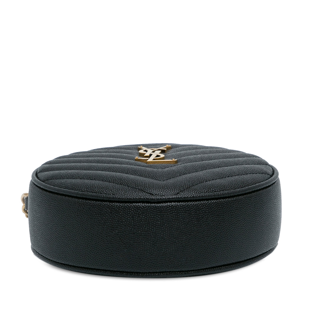 Grain De Poudre Matelasse Chevron Quilted Round Vinyle Camera Bag Black - Gaby Paris