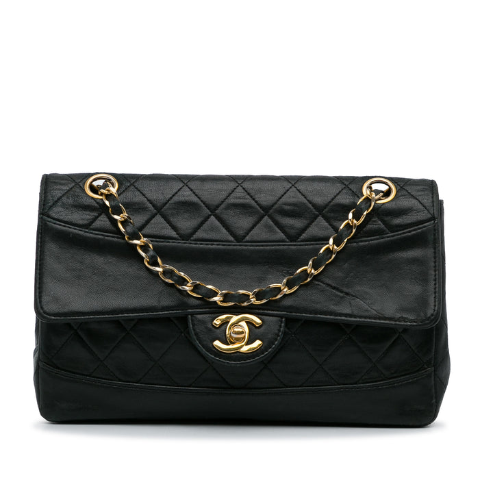 Quilted Lambskin Shoulder Bag Black - Gaby Paris