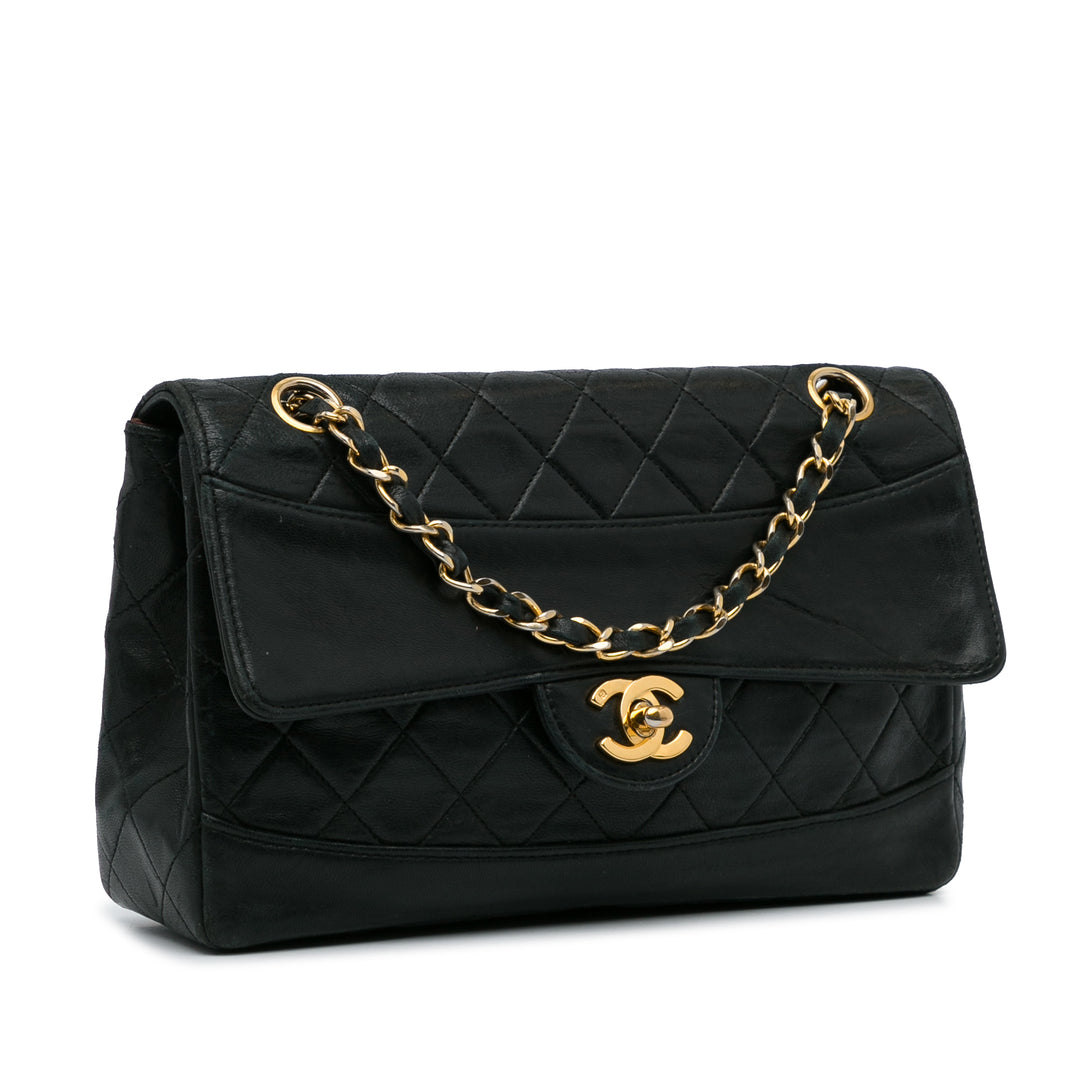 Quilted Lambskin Shoulder Bag Black - Gaby Paris