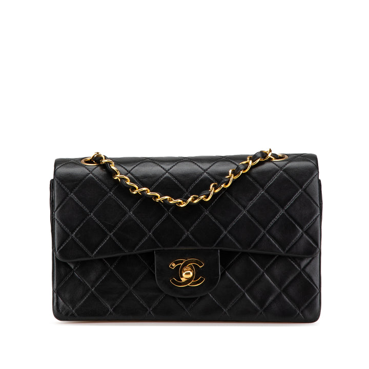 Small Classic Lambskin Double Flap Black - Gaby Paris