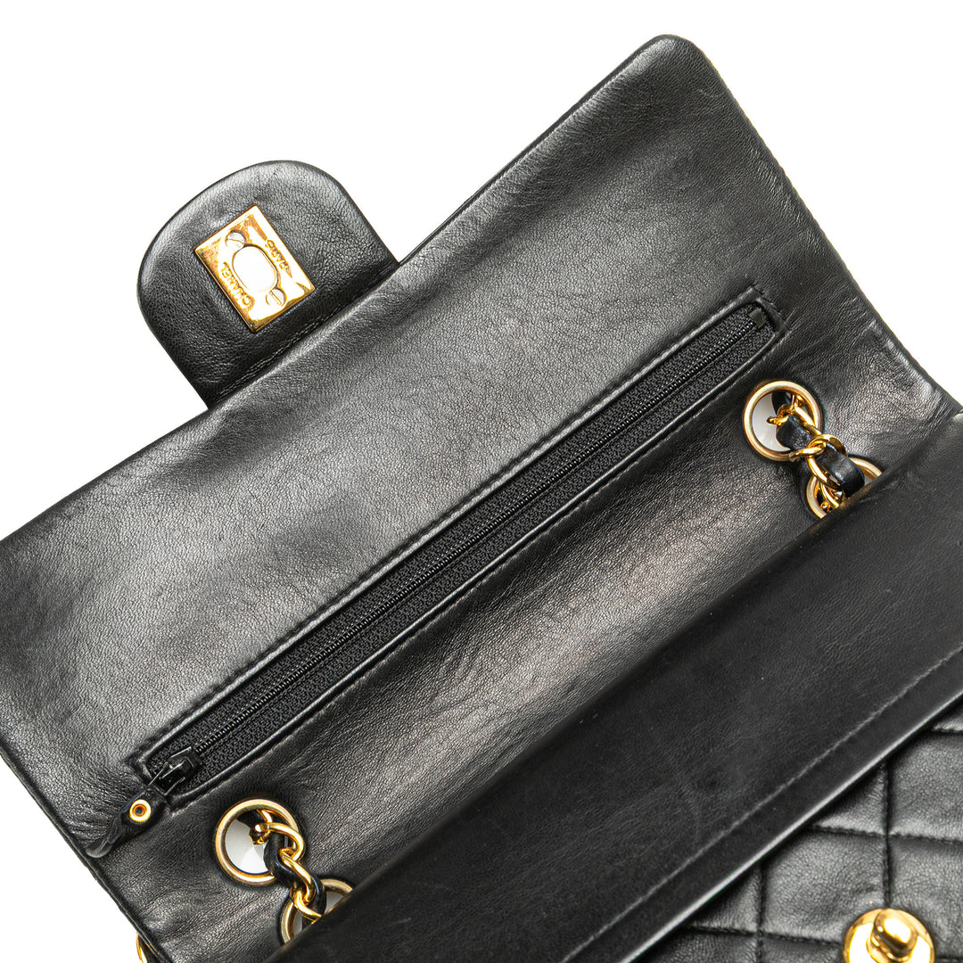 Small Classic Lambskin Double Flap Black - Gaby Paris