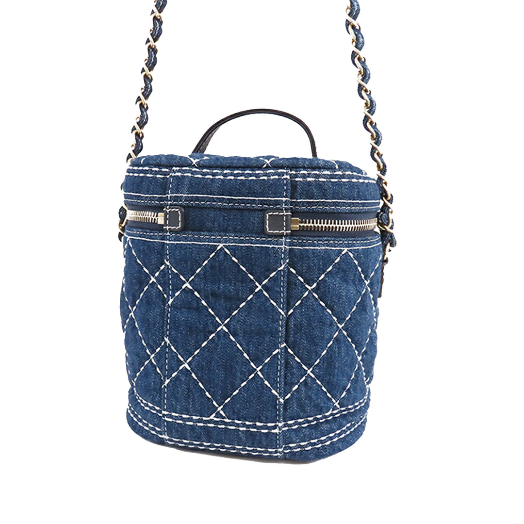 CC Quilted Denim Vanity Bag Blue - Gaby Paris