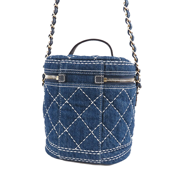 CC Quilted Denim Vanity Bag Blue - Gaby Paris