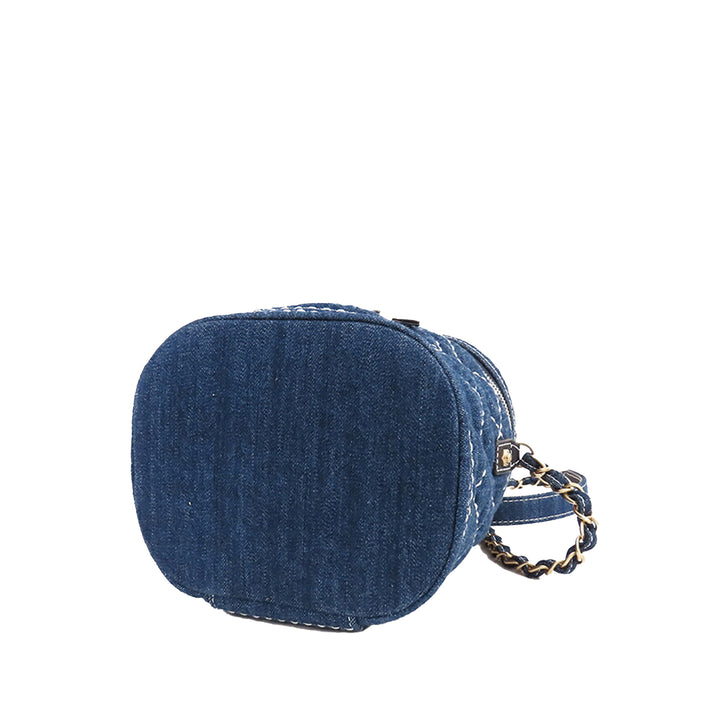 CC Quilted Denim Vanity Bag Blue - Gaby Paris
