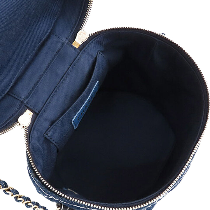 CC Quilted Denim Vanity Bag Blue - Gaby Paris