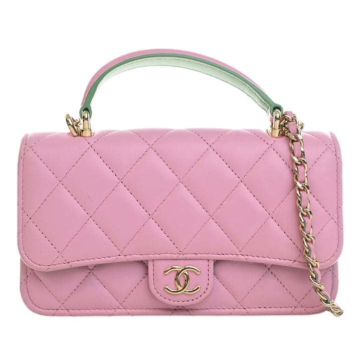 Chanel CC Matelassé Cuir d’agneau anse supérieure Phone Holder avec chaîne