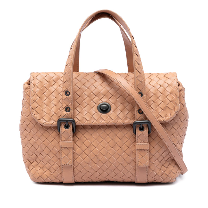 Intrecciato à rabat Sac nappa Marron