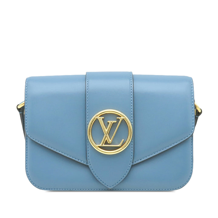 LV Pont 9 Souple MM Cuir de veau Bleu