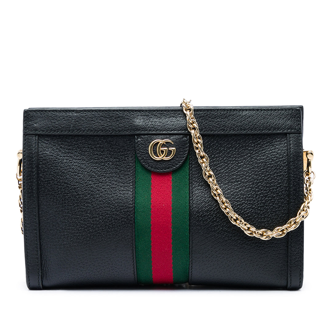 Gucci Sac bandoulière Web Ophidia Chaîne Petit Cuir de veau Noir – vue principale – GABY PARIS