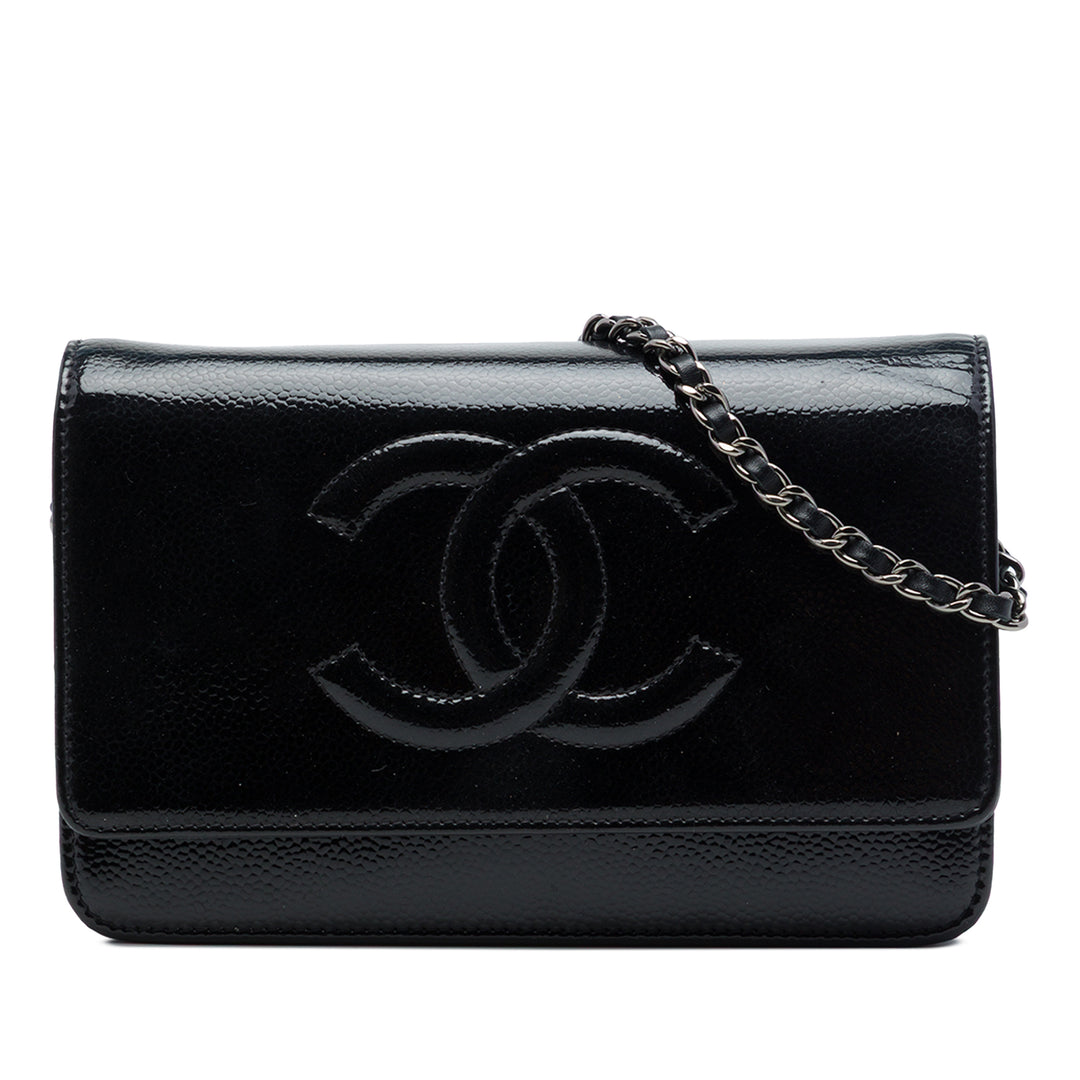 CC Wallet on Chain Cuir caviar Noir