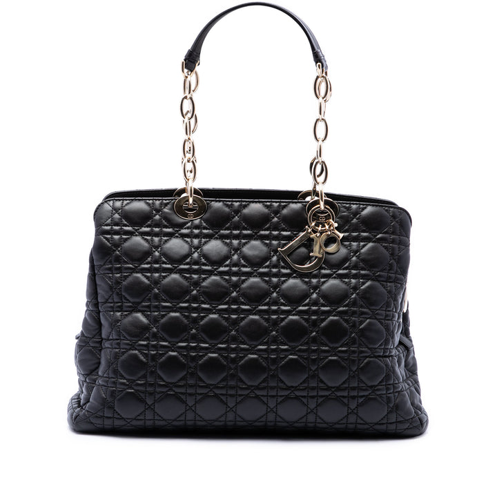 Cannage Souple Zippé Lady Dior Cabas Grand Cuir d'agneau Noir