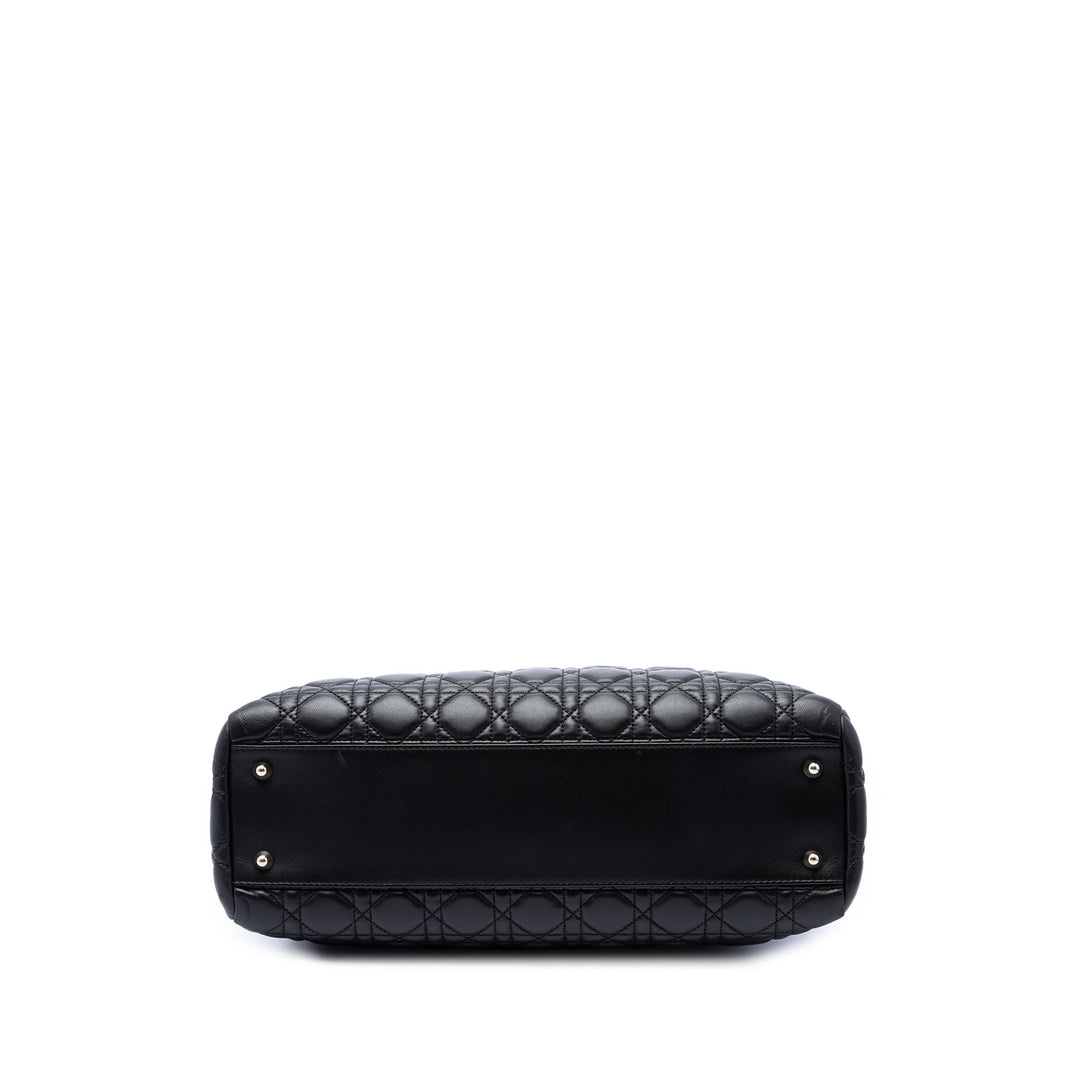 Cannage Souple Zippé Lady Dior Cabas Grand Cuir d'agneau Noir