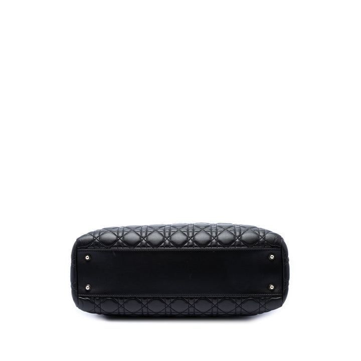 Cannage Souple Zippé Lady Dior Cabas Grand Cuir d'agneau Noir