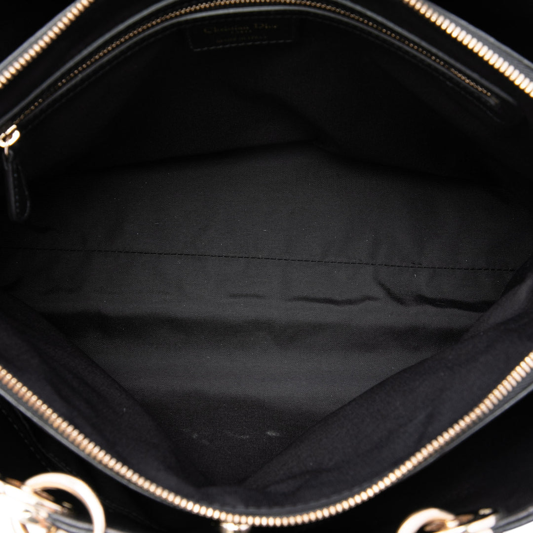 Cannage Souple Zippé Lady Dior Cabas Grand Cuir d'agneau Noir