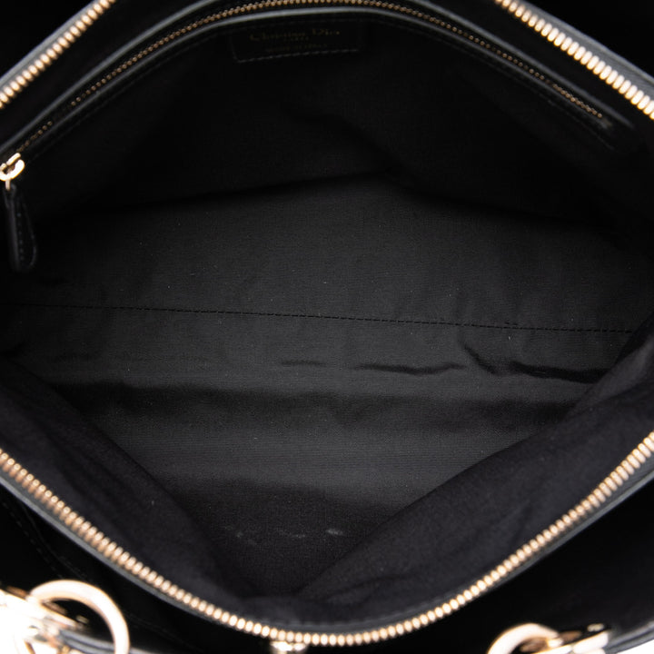 Cannage Souple Zippé Lady Dior Cabas Grand Cuir d'agneau Noir