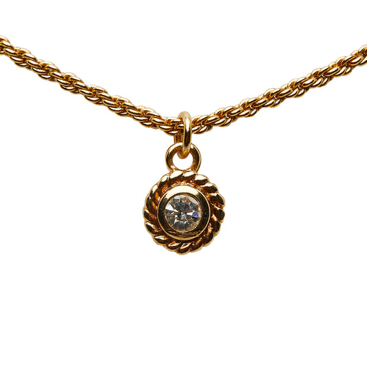 Rhinestone Pendant Necklace Gold - Gaby Paris