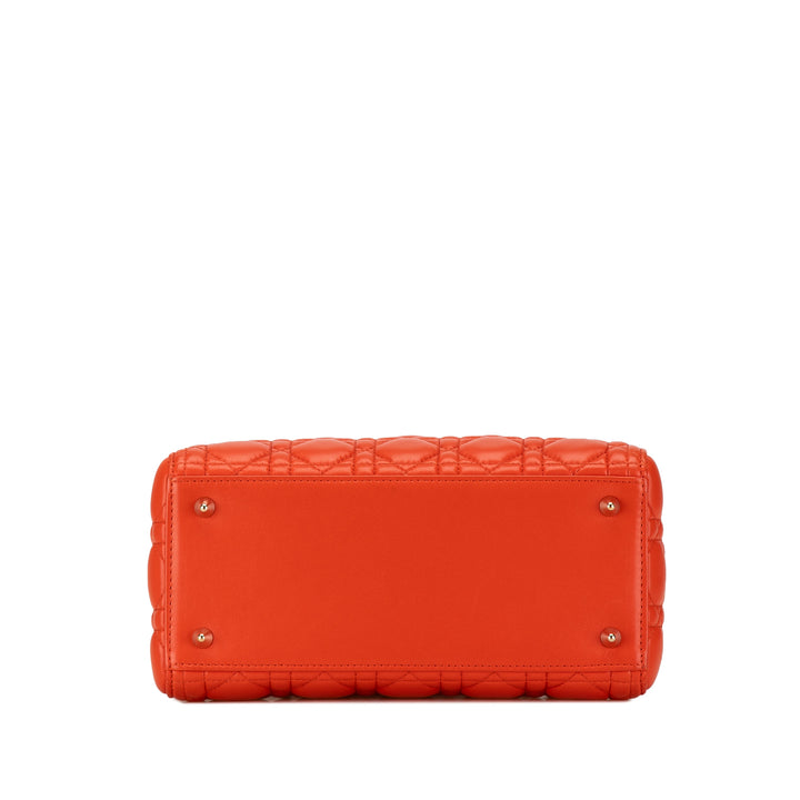 Medium Lambskin Cannage Lady Dior Orange - Gaby Paris