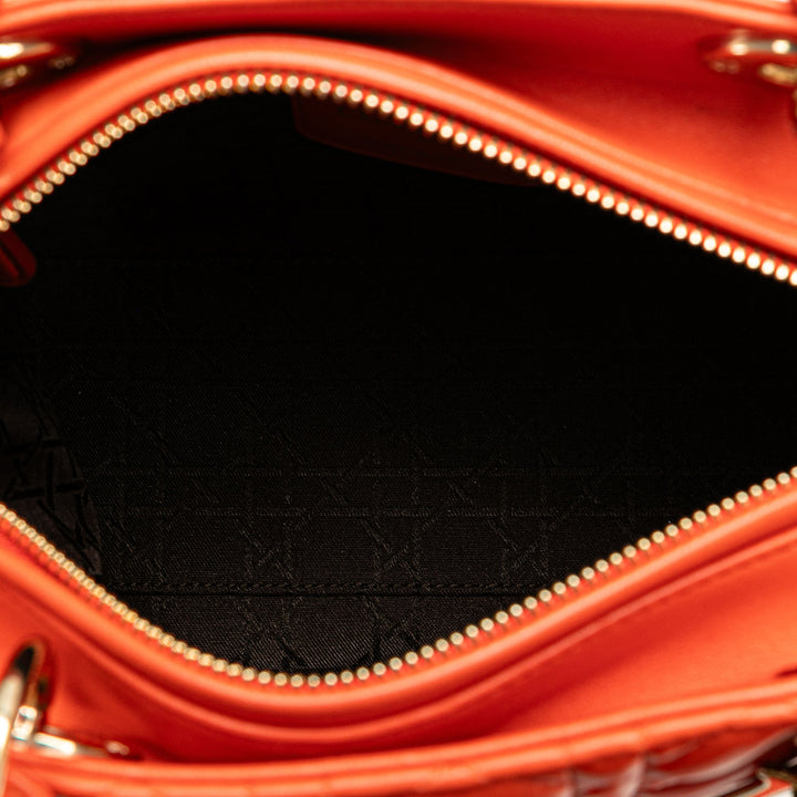 Medium Lambskin Cannage Lady Dior Orange - Gaby Paris