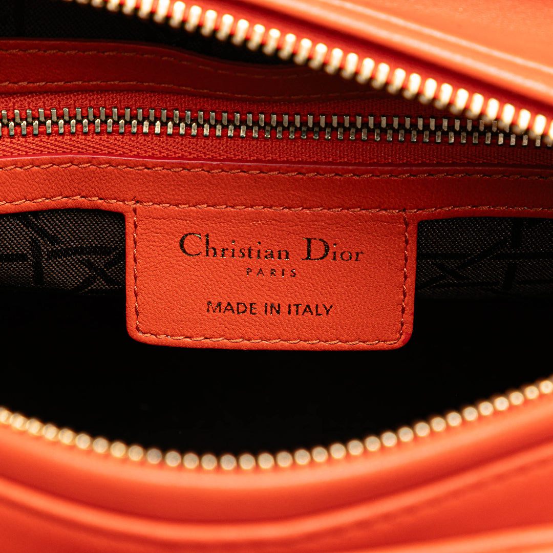 Medium Lambskin Cannage Lady Dior Orange - Gaby Paris