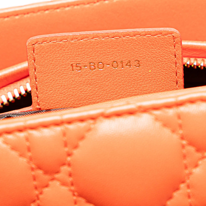 Medium Lambskin Cannage Lady Dior Orange - Gaby Paris