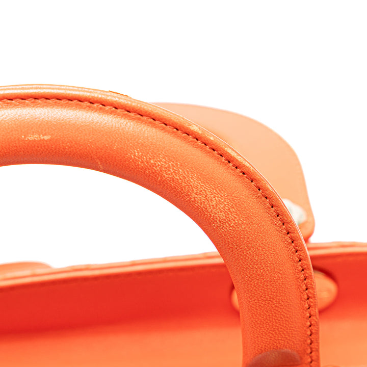 Medium Lambskin Cannage Lady Dior Orange - Gaby Paris