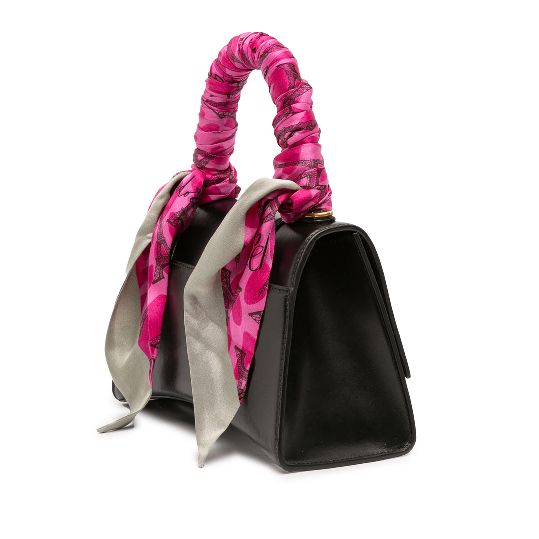 brillant Box Hourglass sac à Petit Cuir de veau Noir