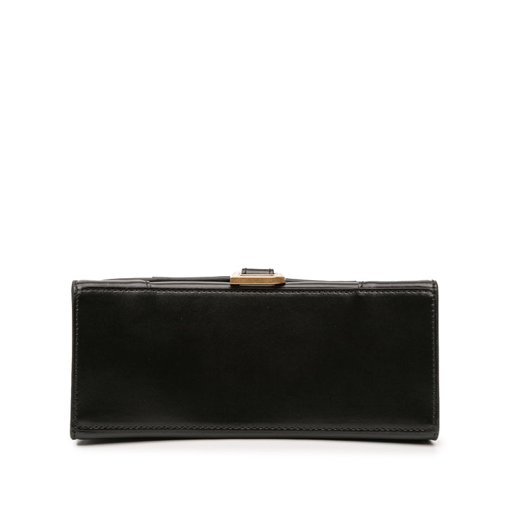 brillant Box Hourglass sac à Petit Cuir de veau Noir