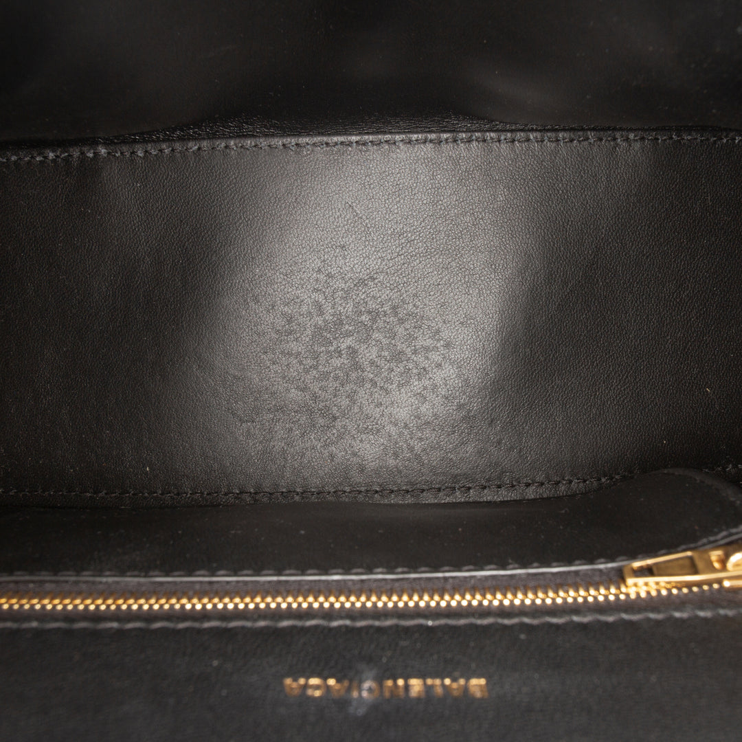 brillant Box Hourglass sac à Petit Cuir de veau Noir