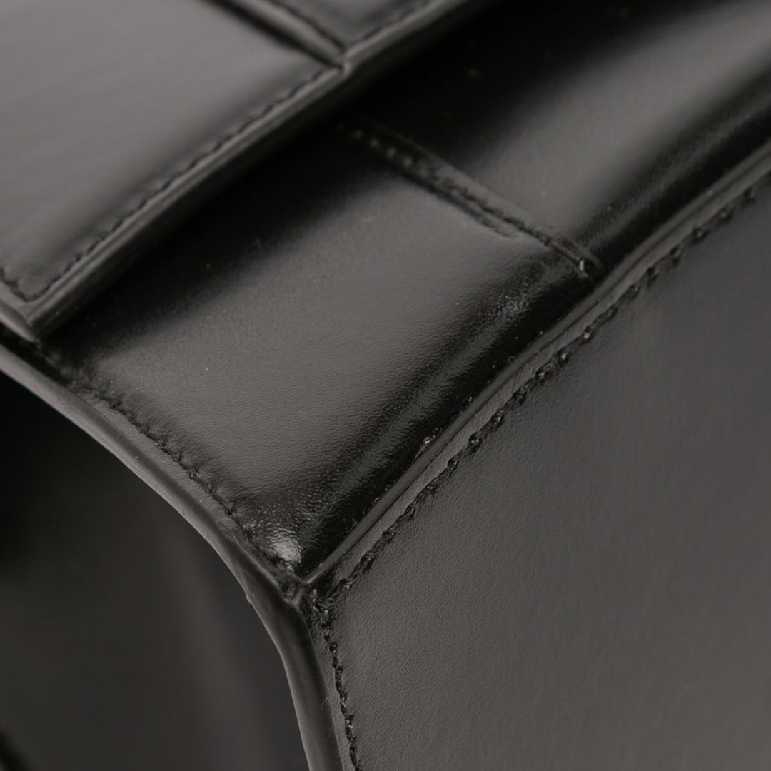 brillant Box Hourglass sac à Petit Cuir de veau Noir
