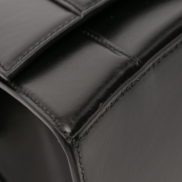 brillant Box Hourglass sac à Petit Cuir de veau Noir