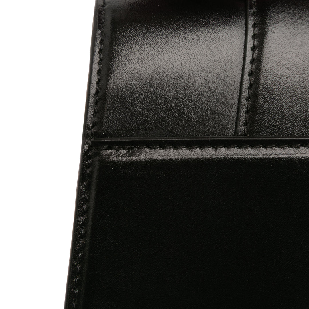 brillant Box Hourglass sac à Petit Cuir de veau Noir