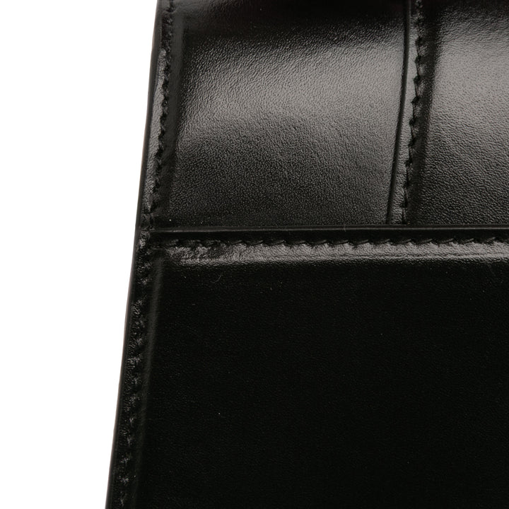 brillant Box Hourglass sac à Petit Cuir de veau Noir