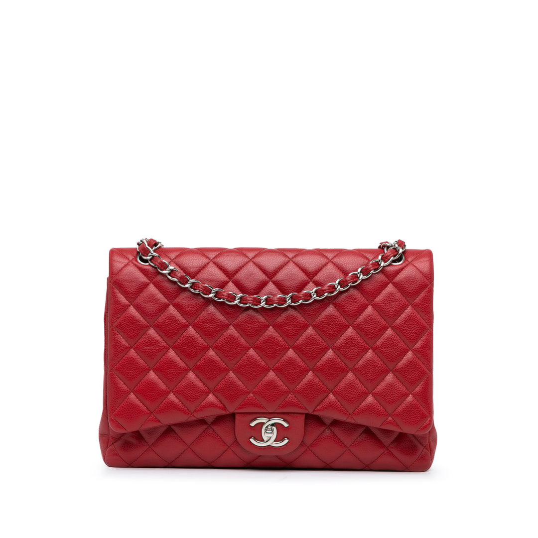 Chanel Maxi Classic Caviar Double Flap Red - GABY PARIS