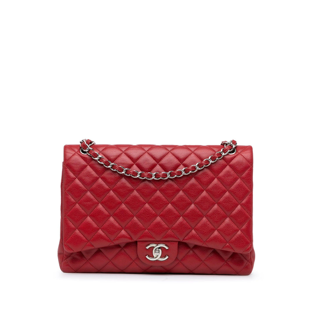 Maxi Classic Caviar Double Flap Red - Gaby Paris