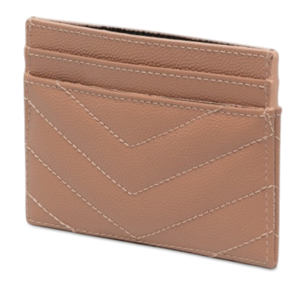 Saint Laurent Chevron Grain de Poudre Cassandre Porte-cartes Marron – vue 2 – GABY PARIS