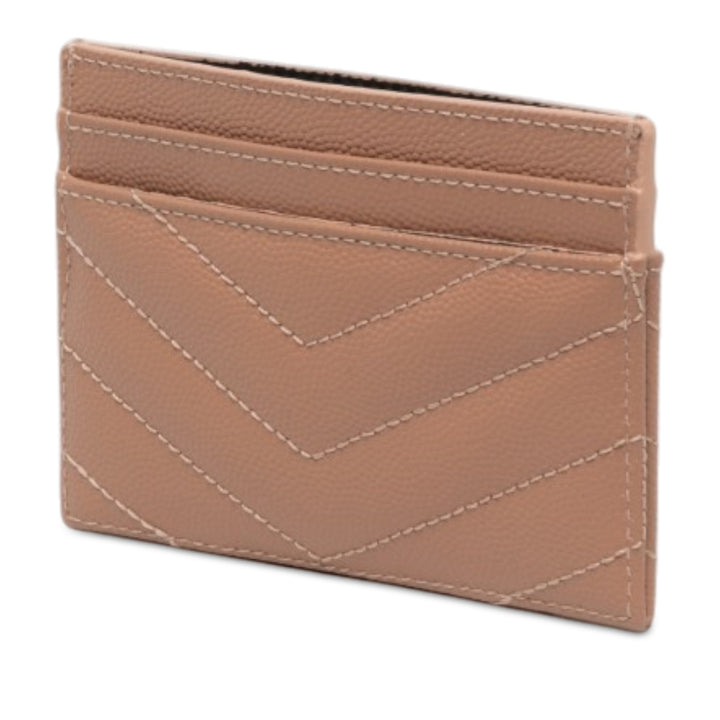 Saint Laurent Chevron Grain de Poudre Cassandre Porte-cartes Marron – vue 2 – GABY PARIS