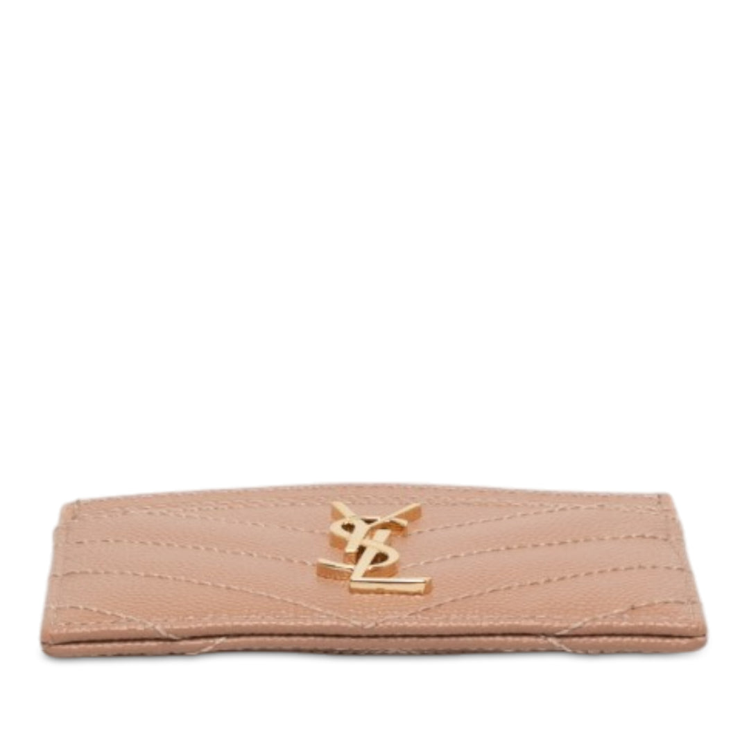 Saint Laurent Chevron Grain de Poudre Cassandre Porte-cartes Marron – vue 3 – GABY PARIS