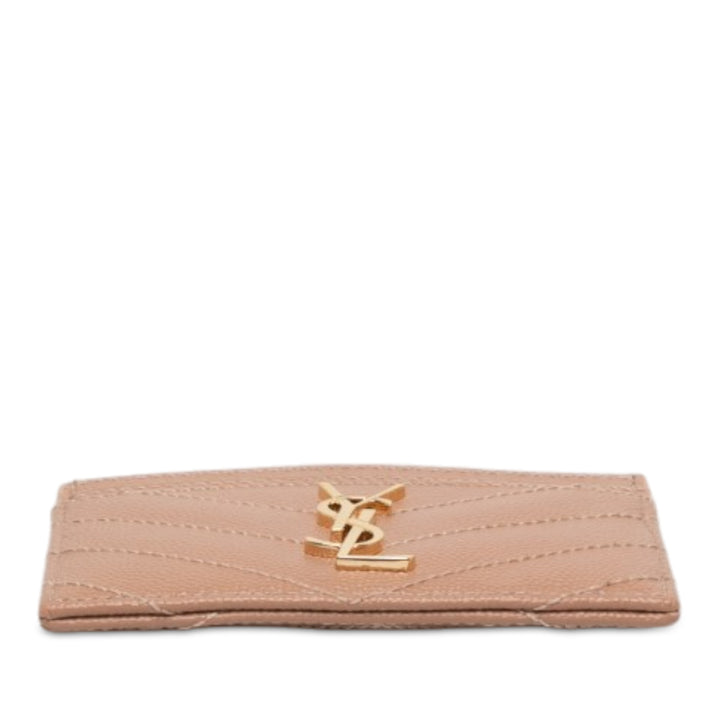 Saint Laurent Chevron Grain de Poudre Cassandre Porte-cartes Marron – vue 3 – GABY PARIS