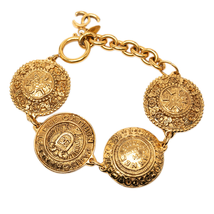 Chanel CC plaqué Medallion Link Bracelet