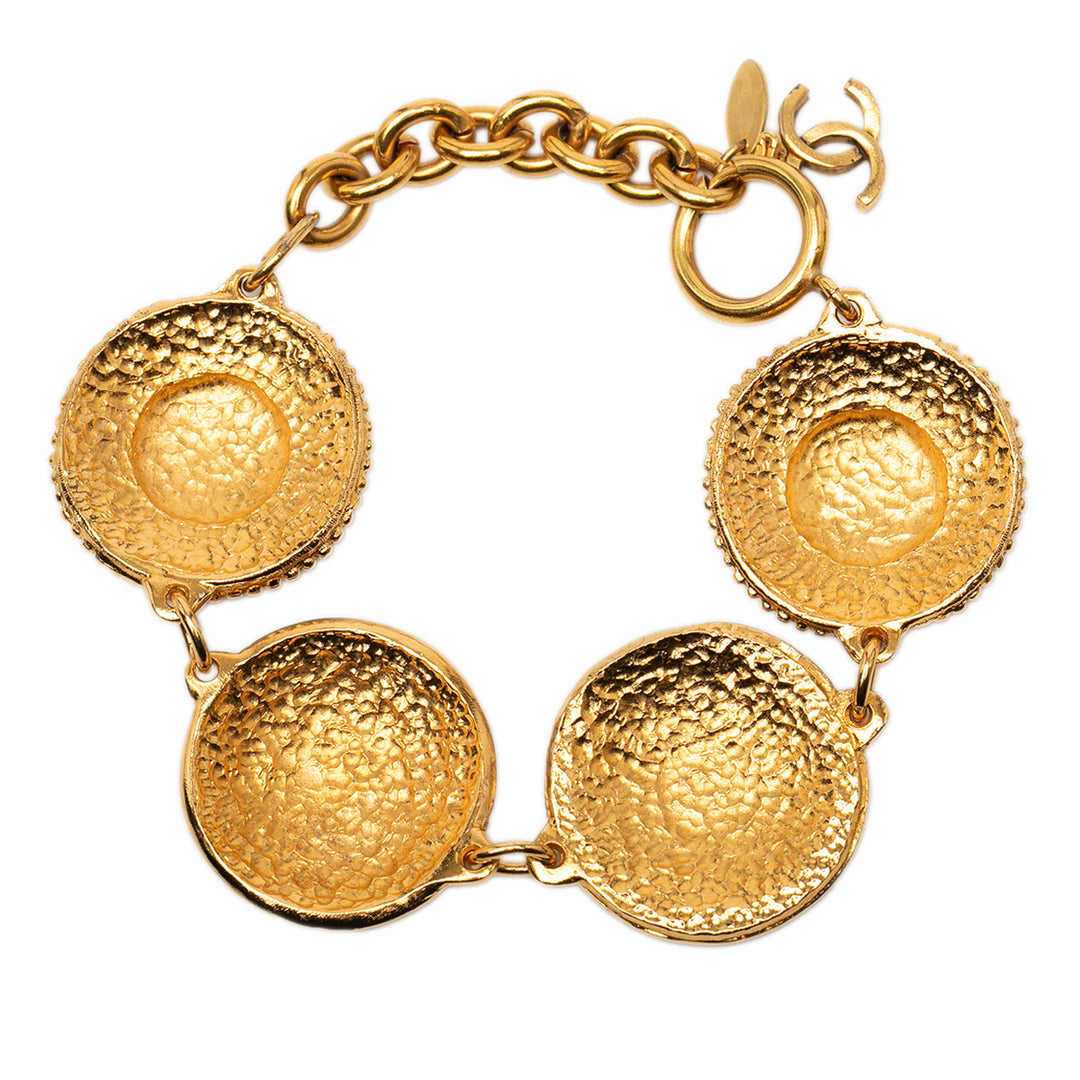 Chanel CC plaqué Medallion Link Bracelet