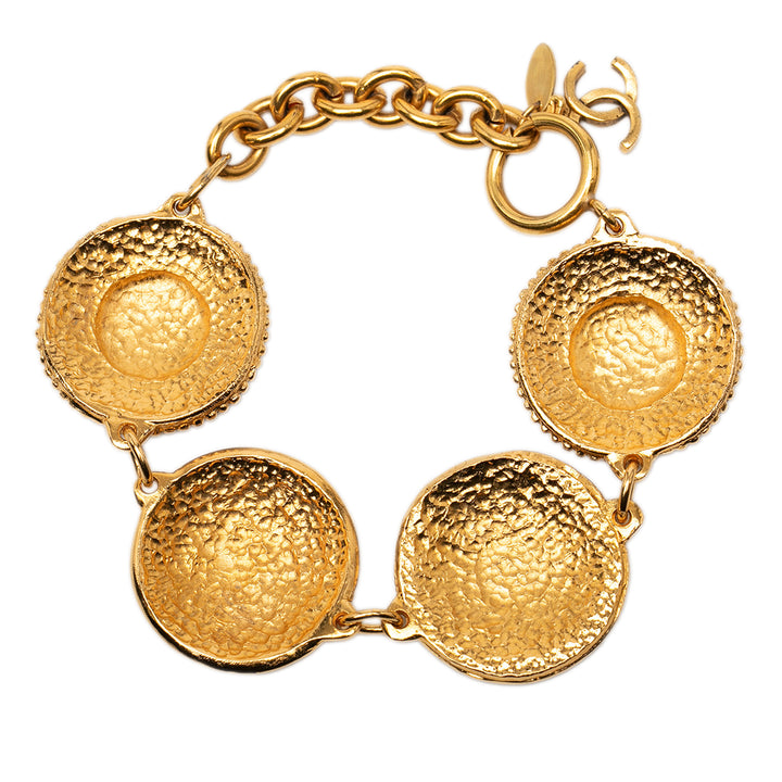Chanel CC plaqué Medallion Link Bracelet
